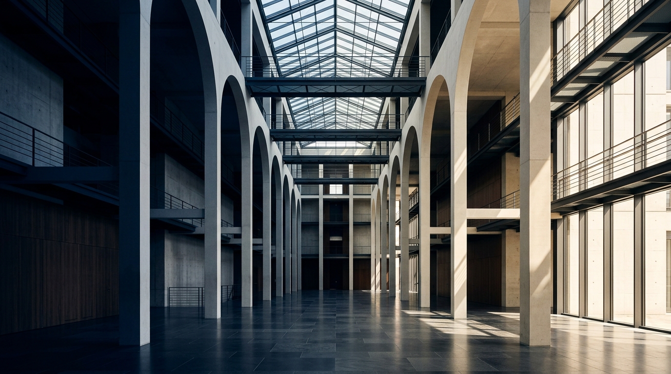 Modern architectural interior with balanced symmetry