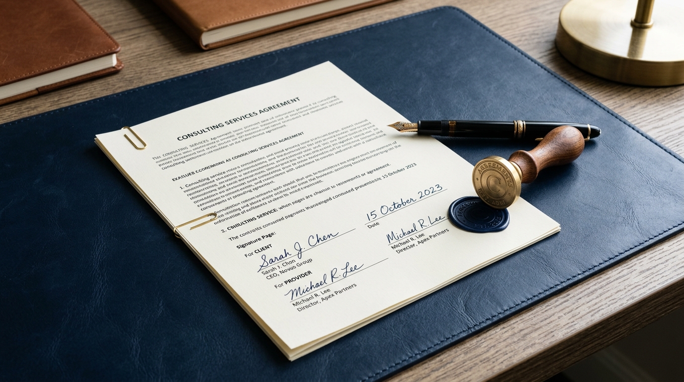 Contract document on desk